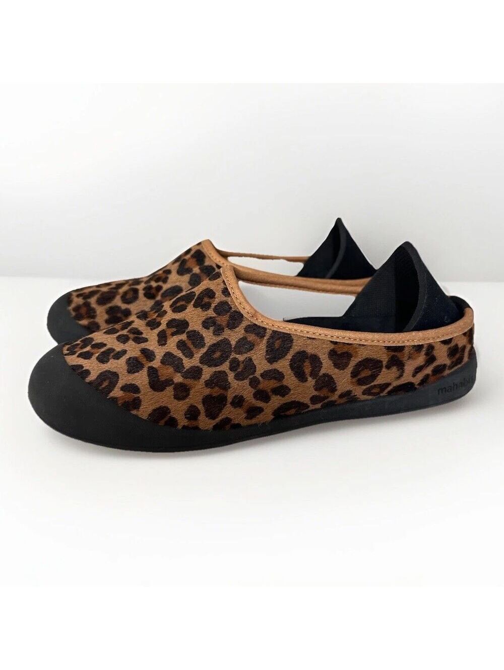 Mahabis Leopard Leather  Slippers House Shoes Womens 6.5 US, 37 EU Wool Lined